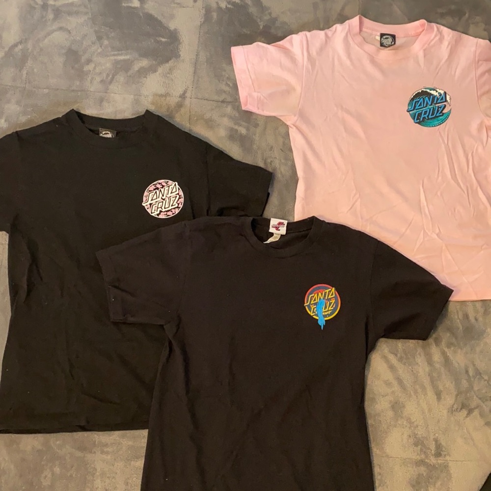 3 Santa Cruz Logo T Shirts Deal! Pink and Black Logo Tees